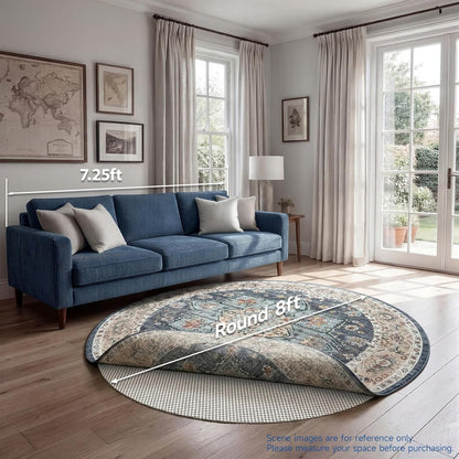Veken 8 Ft Round Rug Pad Gripper - Non-Slip Circle Rug Pad for Hardwood & Tile Floors