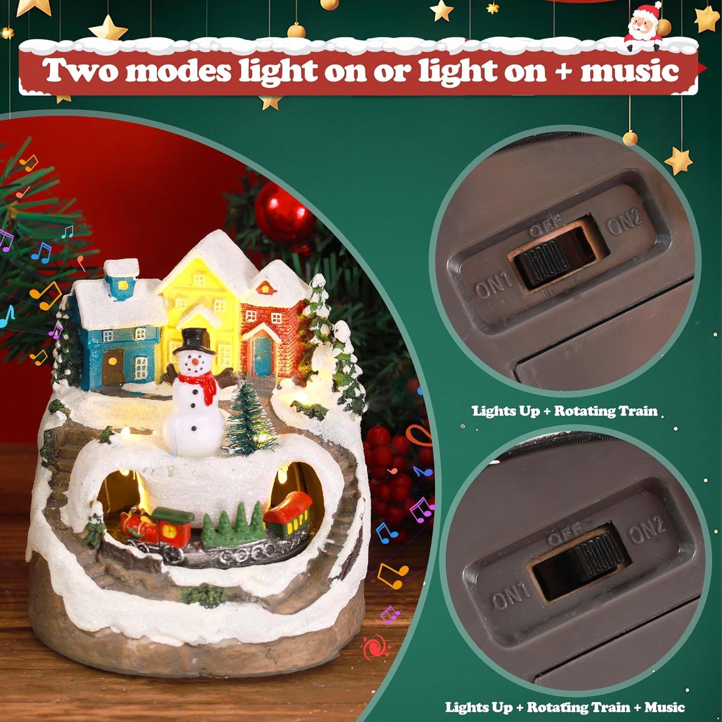Regine Switzerland Musical Resin Snowman Figurines - LED Spinning Train Holiday Decor | Collectible Indoor Ornaments