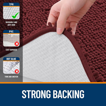 OLANLY Bathroom Rugs - Extra Soft Absorbent Chenille Mats | Quick Dry, Machine Washable, 30x20, Andorra Red-Brown