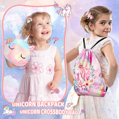 Runeaoys Unicorn Toys for Girls Age 4-6 Easter Basket Stuffers Girl 5 6 7 8 9 10 Year Old Birthday Gifts with Unicorn Blanket Water Bottle Crossbody Bag Eye Mask