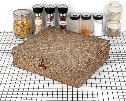 Hipiwe Seagrass Storage Basket - Woven Wicker Organizer with Lid | X-Large for Home Decor & Bathroom