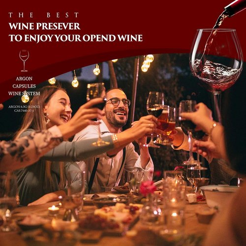 12 Pack Argon Gas Capsules Compatible with Wine Preservation Systems,Plastic, Cyclindrical Bottle Stopper for Wine Preservation,Silver