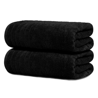 Tens Towels Pack of 2 Extra Large Bath Sheets 35 x 70 Inches, 100% Cotton, Larger & Lighter Weight, Quicker to Dry, Super Soft & Absorbent, Oversized Bath Towels, Black