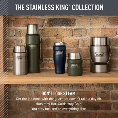 THERMOS Stainless King Vacuum-Insulated Tumbler - 16oz Midnight Blue | Leak-Proof Coffee Cup for Hot & Cold Drinks