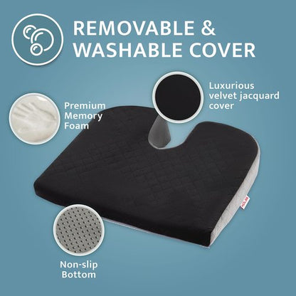 Kölbs Car Seat Cushion Truck Driver Cushion, Wedge Seat Cushion with Cutout for Coccyx Tailbone Pain Relief, Stylish Chic Jacquard Cover