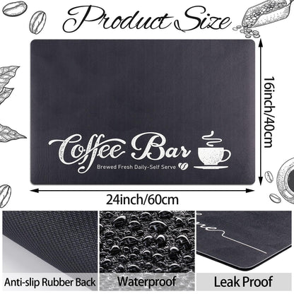 2 Pieces Coffee Bar Accessories 16 x 24 Inch Coffee Maker Mat Coffee Bar Mat Hide Stain Absorbent Kitchen Counter Mat Washable Coffee Machine Mat for Kitchen Bar Countertops Supplies (Elegant Style)