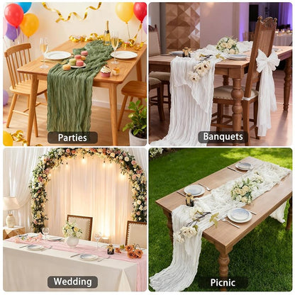 Balcony & Falcon Cheesecloth Table Runner – Green 10 ft x 35 in 1 Pack (Variation: Green+35 x 120 inch)