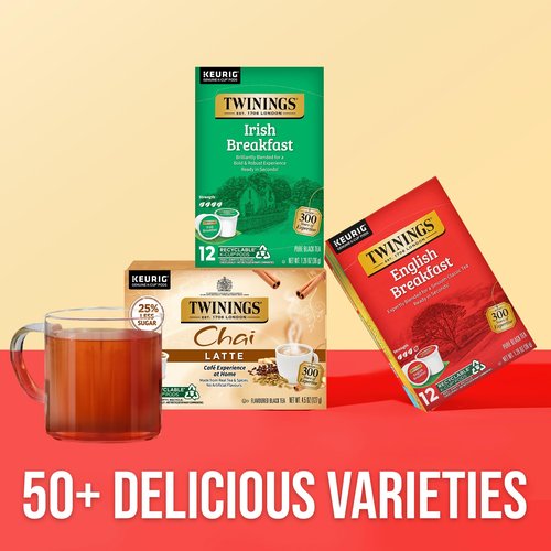 Twinings Irish Breakfast Black Tea 72 K-Cup Pods for Keurig, 12 Count (Pack of 6), Robust, Strong, Bold Flavour, Caffeinated, Enjoy Hot or Iced