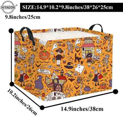 HIYAGON Rectangular Halloween Basket for Boys and Girls Kids Trick or Treat Pumpkin Basket for Halloween Parties Cute Storage Bin Organizer Box Room Decor(Pirate Halloween)