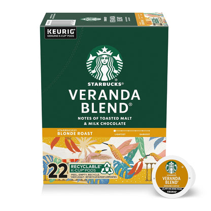 Starbucks K-Cup Coffee Pods - Blonde Roast Veranda Blend for Hot or Iced Coffee | 22 Pods