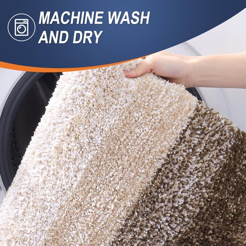 OLANLY Bathroom Rugs Mat 59x24, Extra Soft Absorbent Microfiber Bath Rugs, Rubber Backing, Quick Dry, Machine Washable Bath Mats for Bathroom Floor, Tub and Shower, Home Decor Accessories, Light Brown