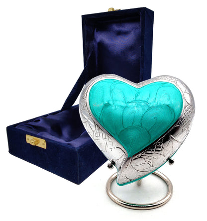 TURKESH Heart Keepsake Urn - Mini Ash Urn Small Handcrafted Cremation Urn for Ashes - Tribute to Your Loved One - Perfect for Adults & Infants with Free Premium Velvet Box & Display Stand (TURKESH)