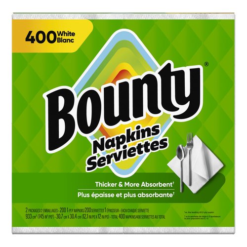 Bounty Paper Napkins, White, 400 Count