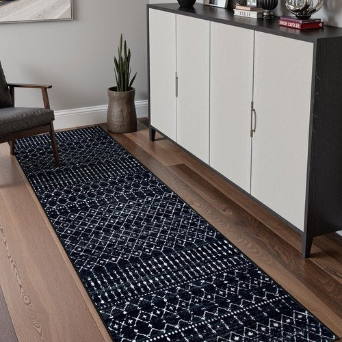 Beeiva Moroccan Hallway Runner Rug 2x7, Washable Non-Slip Kitchen Runner, Soft Low Pile Ultra Thin Geometric Carpet Rugs for Hallway, Kitchen, Laundry, Entryway