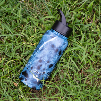Skiennix 40oz Insulated Stainless Steel Water Bottle - Marble Ocean Finish with 3 Lids