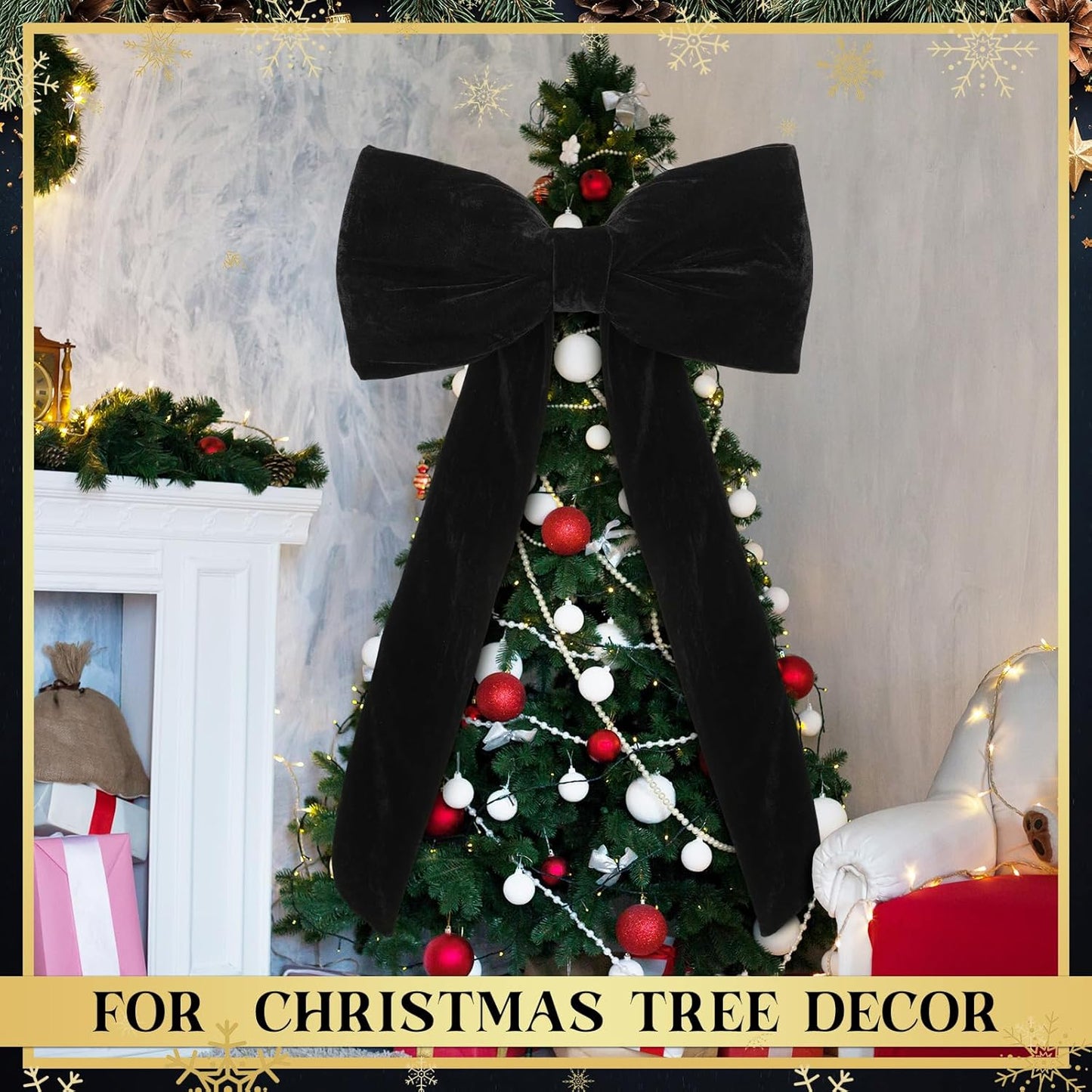 Suncalla Large Black Velvet Bow - 42 x 27 Inch Wedding & Party Decoration | Elegant Backdrop Decor