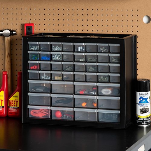 IRIS USA 44-Drawer Organizer Cabinet - Stackable Storage for Screws, Nuts, Bolts & Crafts - Black