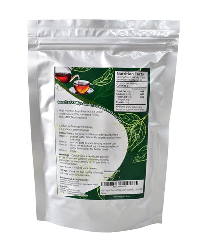 Wild Pata de Vaca Leaf Tea 60-Teabags - Cows Foot Herb - 3.17oz/90g, 1.5g X 60 Tea Bags