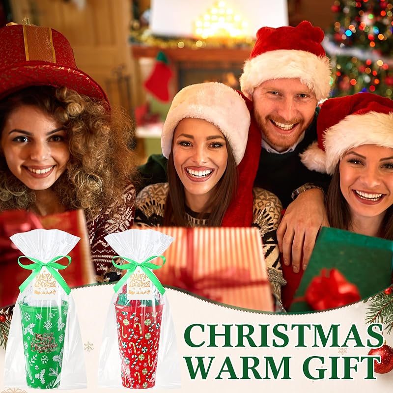Bulk Christmas Gift Set - 12 Pairs Socks, 12 Mugs, 12 Cards, 20 Gift Bags & Ribbon (12+ Candy Cane)