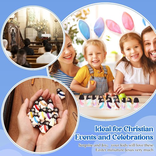 Bememo Mini Rubber Jesus Figures - 25 Pcs Original Design for Religious Party Favors & Baptism Gifts