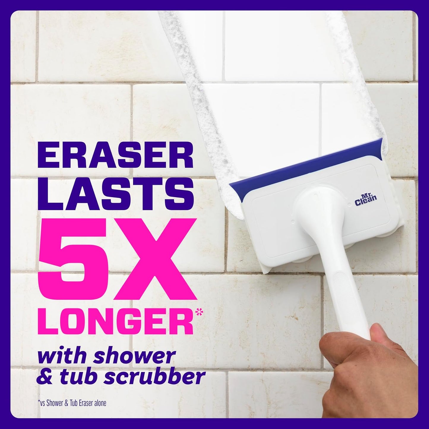 Mr. Clean Magic Eraser Bathroom Cleaner - All-in-One Shower & Tub Scrubber Kit | 2 Scrubbers & 5 Foaming Erasers