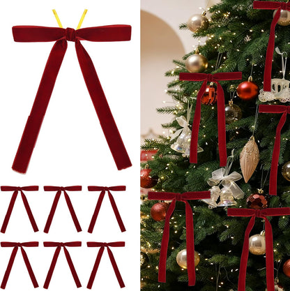 Regine Switzerland 30 Pcs Burgundy Velvet Christmas Tree Bows - Vintage Ribbon Bows for Wreaths & Gifts
