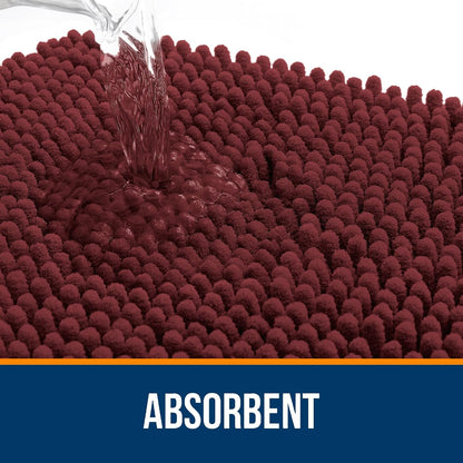 OLANLY Bathroom Rugs - Extra Soft Absorbent Chenille Mats | Quick Dry, Machine Washable, 30x20, Andorra Red-Brown