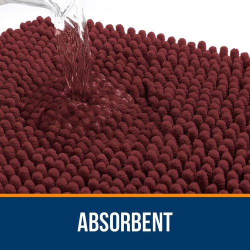 OLANLY Bathroom Rugs 24x16, Extra Soft Absorbent Chenille Bath Rugs, Rubber Backing Quick Dry, Machine Washable Bath Mats for Bathroom Floor, Tub and Shower, Home Decor Accessories, Andorra Red-Brown