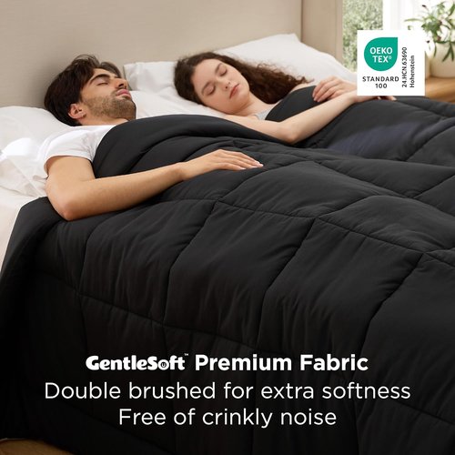 Bedsure Comforter Duvet Insert - Oversized King Size All-Season GentleSoft Down Alternative | Black 116 x 98 Inches