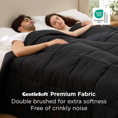 Bedsure Comforter Duvet Insert - Oversized King Size All-Season GentleSoft Down Alternative | Black 116 x 98 Inches
