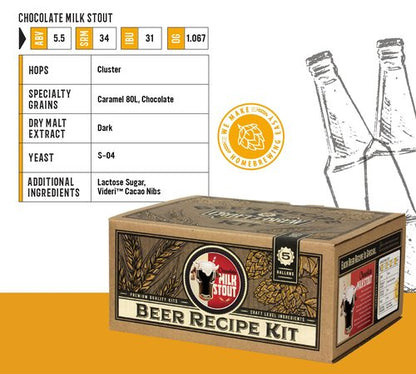 Craft a Brew - Beer Recipe Kit - Chocolate Milk Stout - Home Brewing Ingredient Refill - Beer Making Supplies - Includes Hops, Yeast, Malts, Extracts - 5 Gallons