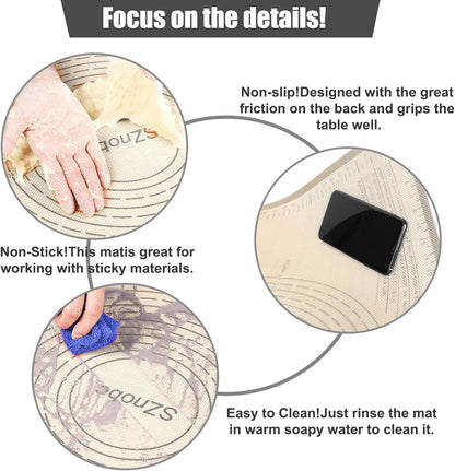 Skiennix Non-Slip Silicone Pastry Mat - 28x20 Inches with Measurements for Baking, Dough & More