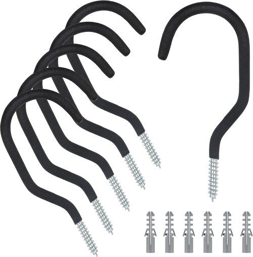 KURUI Heavy Duty Bicycle Hooks - 6 Pack Wall Mount Storage for Bikes & Plants | No Drill Design