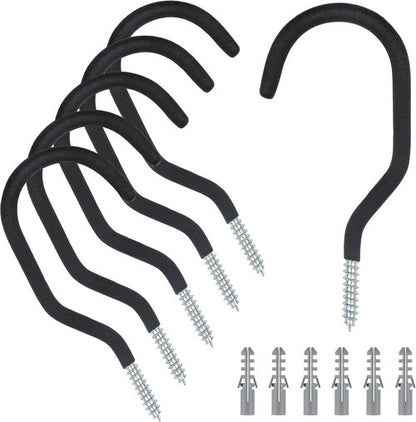 KURUI Heavy Duty Bicycle Hooks - 6 Pack Wall Mount Storage for Bikes & Plants | No Drill Design