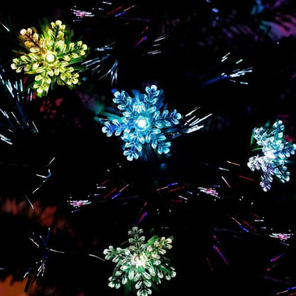 Juegoal 6 Ft Pre-Lit Christmas Tree - RGB Color Changing LED Lights & Snowflakes | Artificial Xmas Tree with Metal Legs