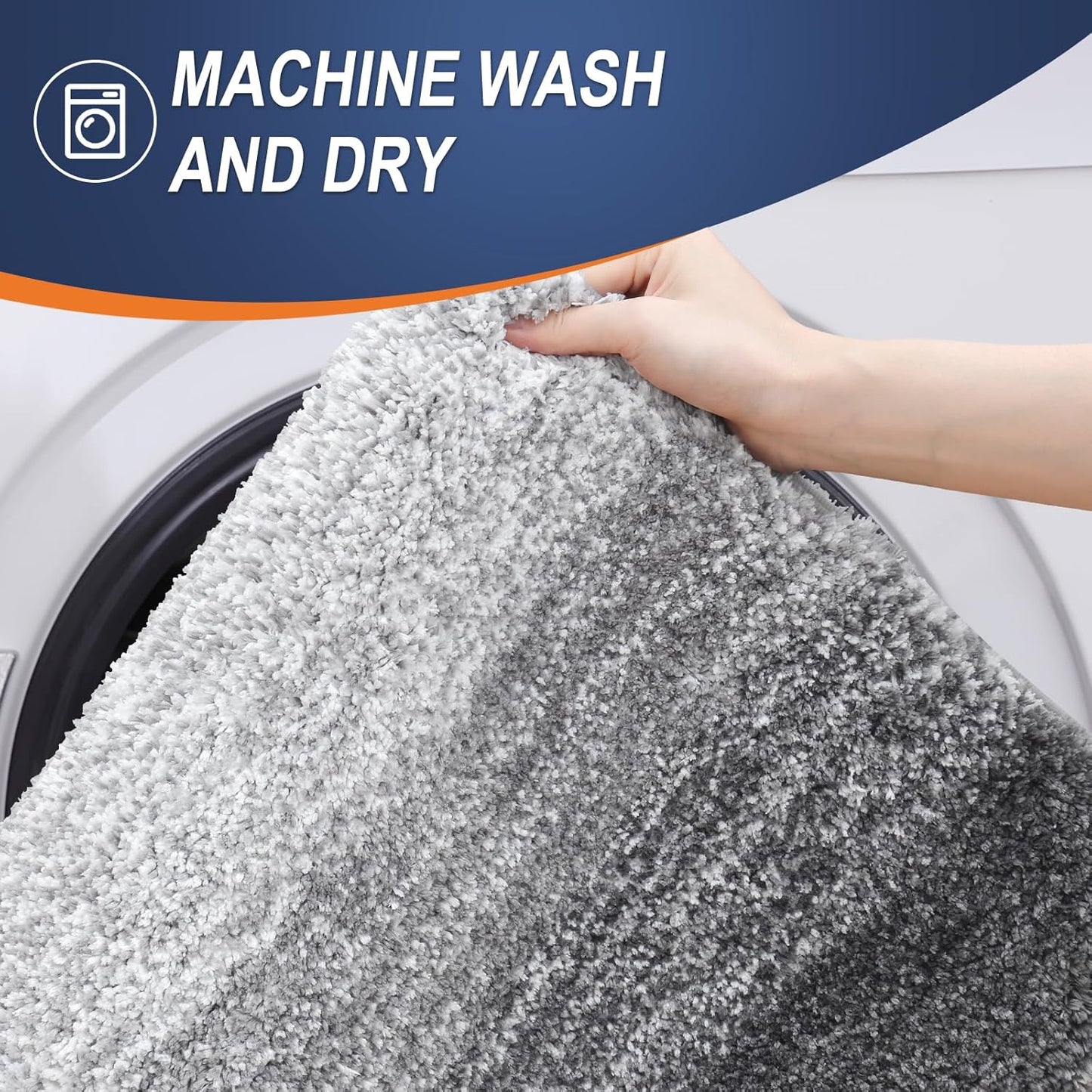 OLANLY Ombre Bath Rug Set - Soft & Absorbent 2-Piece Bathroom Rugs | Grey 30x20 & 24x20 Sizes