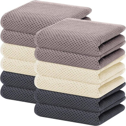 Homaxy 100% Cotton Waffle Weave Dish Towels - Ultra Soft & Absorbent, 13 x 28 Inches, 12-Pack, Mixed Colors