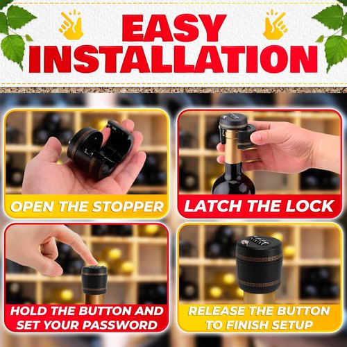 3 PCs Bottle Cap Lock – Bottle Lock Liquor for Wine Security for 1–1.1" Mouth Size, Code Combination, Sealed Lid, Food-Grade Plastic – Reusable, Safe, and Easy for Travel or Home