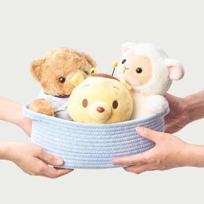 Kodomoore Small Woven Easter Basket with Gift Bag and Ribbon – Empty Burr Basket for Gifts, Baby Shower, & Birthdays – Decorative Rope Storage Organizer for Shelves, 12"x8"x5", Blue