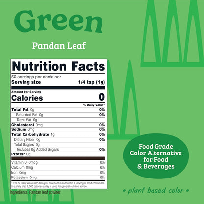 Nutricost Green Plant-Based Food Coloring - Natural Pandan Leaf Powder, 50 Servings | Ideal for Food & Beverages