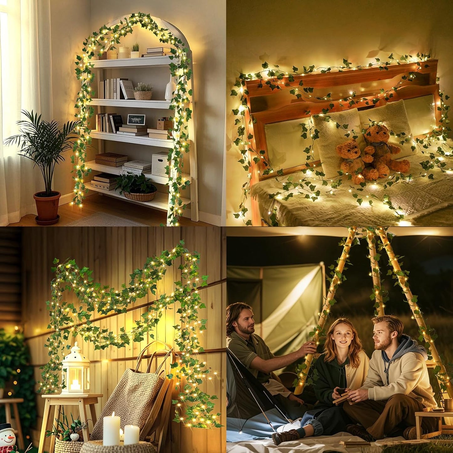 OMIKA 66FT 200 LED Ivy String Lights - Waterproof Fairy Lights with Remote for Bedroom & Garden Decor