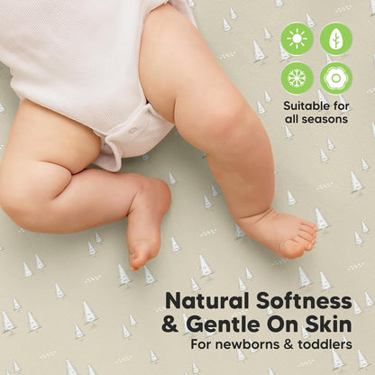 Regine Switzerland 2-Pack Waterproof Crib Sheets - Organic Cotton, Soft & Durable, 52x28 for Boys & Girls
