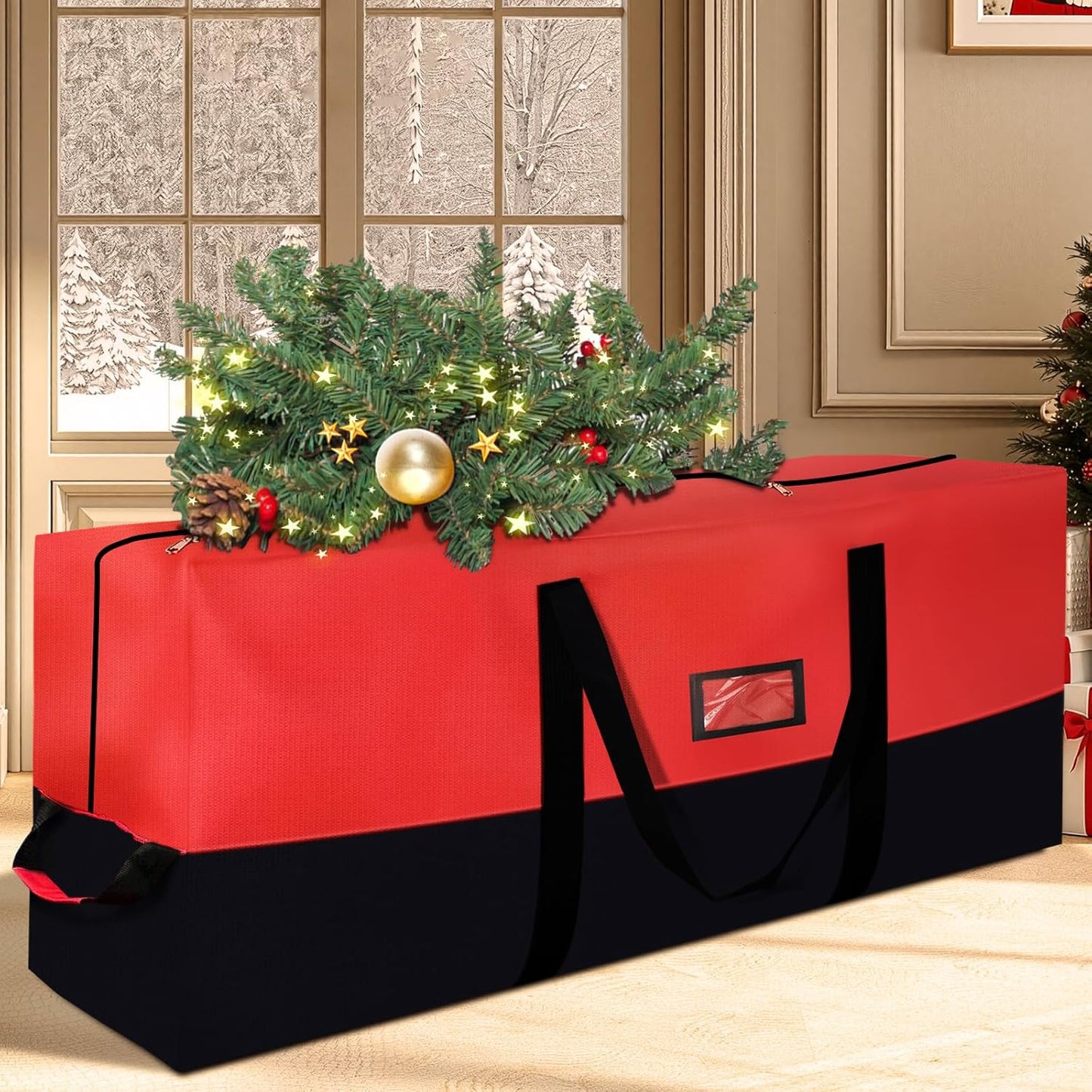 Regine Switzerland Heavy Duty Christmas Tree Storage Bag - Waterproof, Durable Zipper & Handles for Trees Up to 9ft | Black & Red