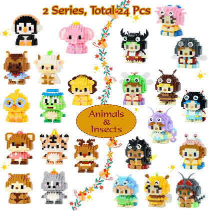 Mini Building Block Sets - 24 Animal Pack | Perfect Easter Egg Fillers & Party Favors for Kids Ages 6+