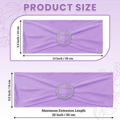 MDS Spandex Chair Sashes - Premium Stretch Covers with Buckle Slider for Weddings & Events | Lavender, Pack of 50