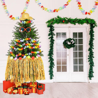 Hawaiian Christmas Tree Decoration Set - 4 Pcs Tropical Holiday Ornaments