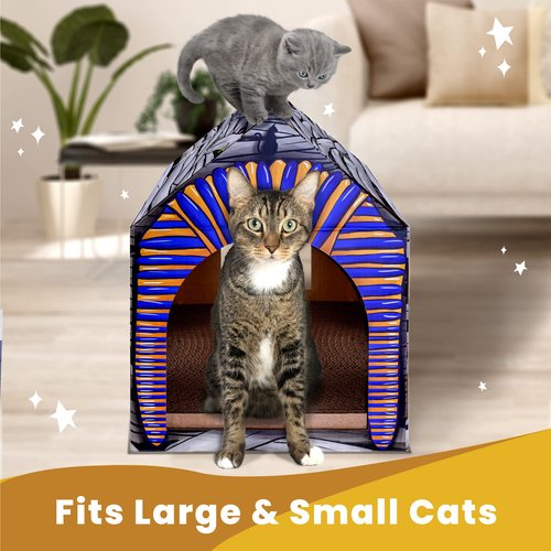LiBa Cardboard Holiday Cat House with Scratch Pad and Catnip, Cat Bed for Indoor Cats, Cat Scratching Toy, Christmas Decorations Cat Gifts for Cats Mummy House