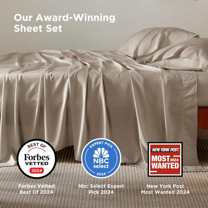 Bedsure Cooling California King Sheet Set - Breathable Rayon from Bamboo, Deep Pocket, Silky Soft, Simply Taupe