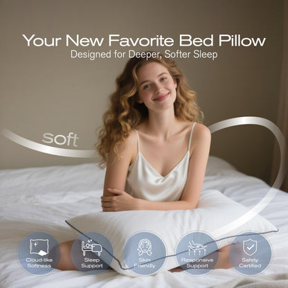 MUFEW Queen Pillows Set of 4, Ultra Thick Down Alternative Bed Pillows,Cooling Hotel Quality Queen Pillows for Back, Stomach or Side Sleepers,Machine Washable (White,4 Pack)