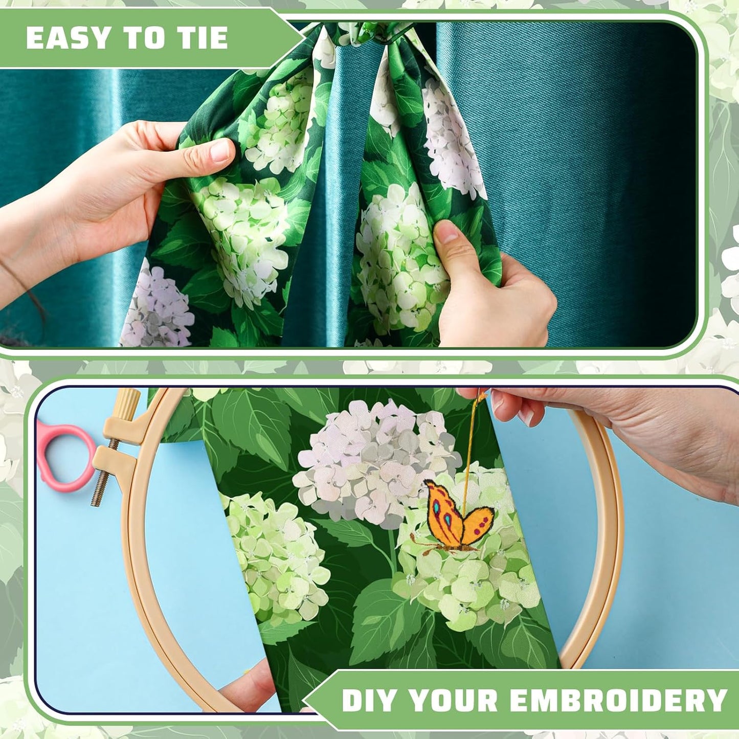Skiennix Wreath Sash - Satin Blank Sash for Front Door Decor | Indoor/Outdoor Use (White & Green)